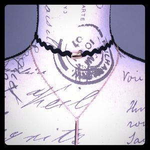 ❤️ 5 for $25 Black ribbon Choker w/ gold bar